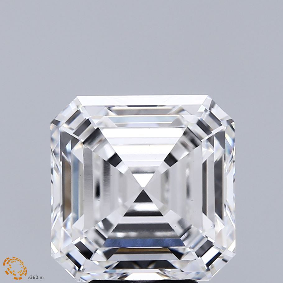 5.70 Carat Asscher Lab Grown Diamond, Excellent Polish, E Color, VS1 Clarity