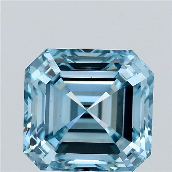 3.01 Carat Asscher Lab Grown Diamond, Fancy Intense Blue Color, VS1 Clarity