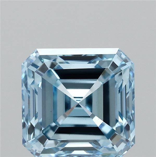 2.91 Carat Asscher Lab Grown Diamond, Fancy Vivid Blue Color, VS1 Clarity