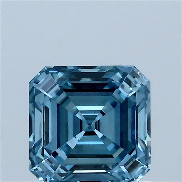 1.02 Carat Asscher Lab Grown Diamond, Fancy Vivid Blue Color, VS1 Clarity