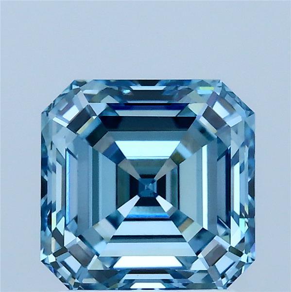 2.06 Carat Asscher Lab Grown Diamond, Fancy Vivid Blue Color, VS1 Clarity