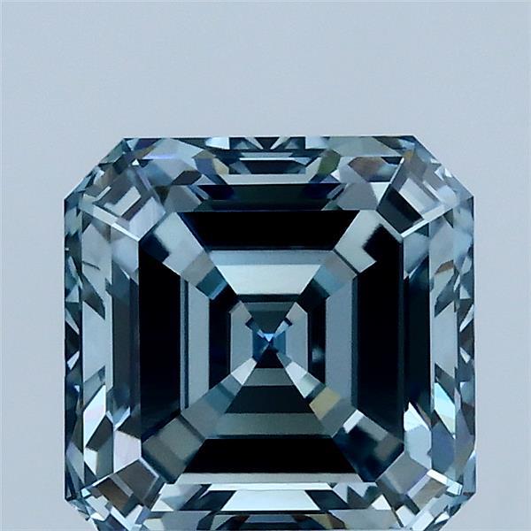 2.14 Carat Asscher Lab Grown Diamond, Fancy Intense Blue Color, VS1 Clarity