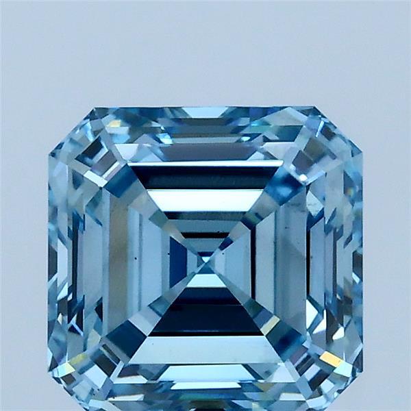 2.03 Carat Asscher Lab Grown Diamond, Fancy Vivid Blue Color, VS1 Clarity