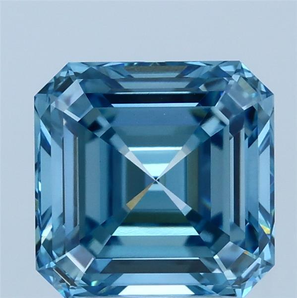2.50 Carat Asscher Lab Grown Diamond, Fancy Vivid Blue Color, VVS2 Clarity