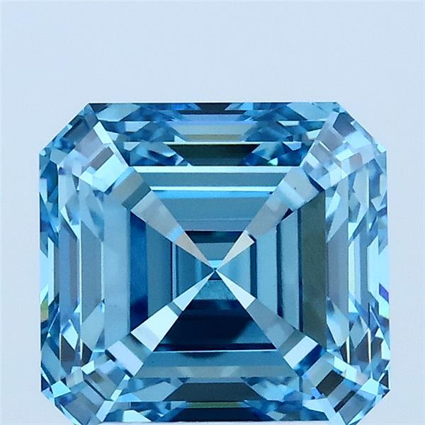2.70 Carat Asscher Lab Grown Diamond, Fancy Vivid Blue Color, VS1 Clarity