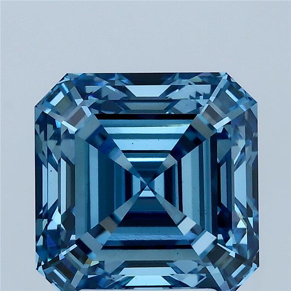 3.53 Carat Asscher Lab Grown Diamond, Fancy Vivid Blue Color, VS1 Clarity