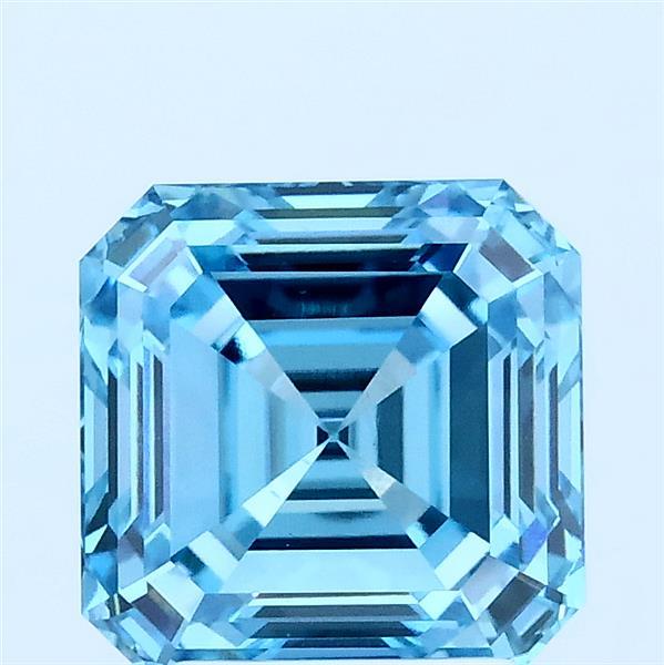 2.51 Carat Asscher Lab Grown Diamond, Fancy Vivid Blue Color, VS1 Clarity