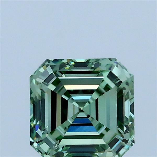 1.01 Carat Asscher Lab Grown Diamond, Fancy Vivid Green Color, VS2 Clarity