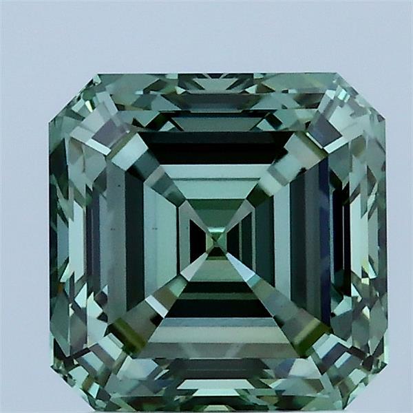 2.10 Carat Asscher Lab Grown Diamond, Fancy Vivid Green Color, VS1 Clarity