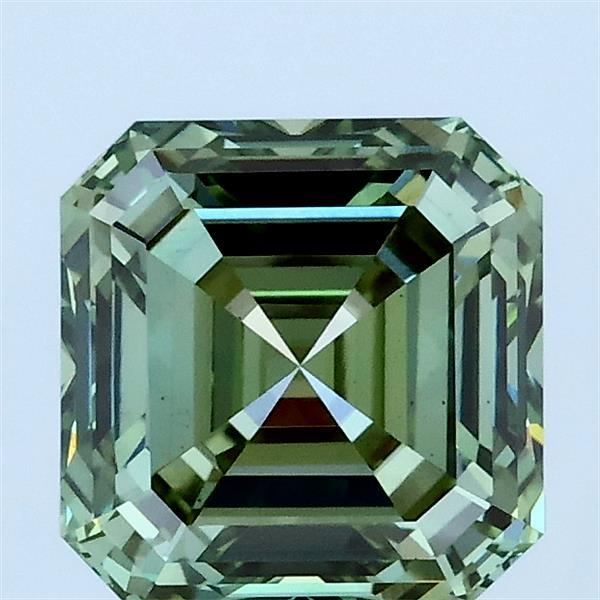 2.01 Carat Asscher Lab Grown Diamond, Fancy Vivid Green Color, VS1 Clarity