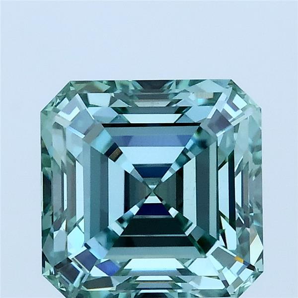 2.04 Carat Asscher Lab Grown Diamond, Fancy Intense Green Color, VS1 Clarity