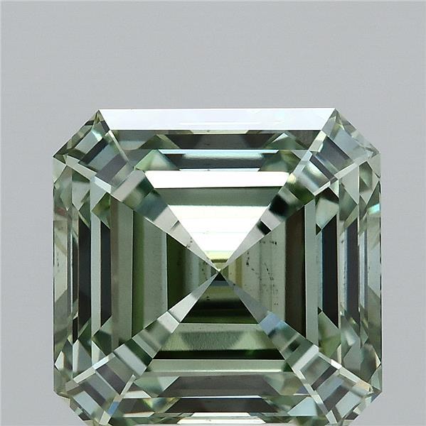 6.69 Carat Asscher Lab Grown Diamond, Fancy Vivid Green Color, VS2 Clarity