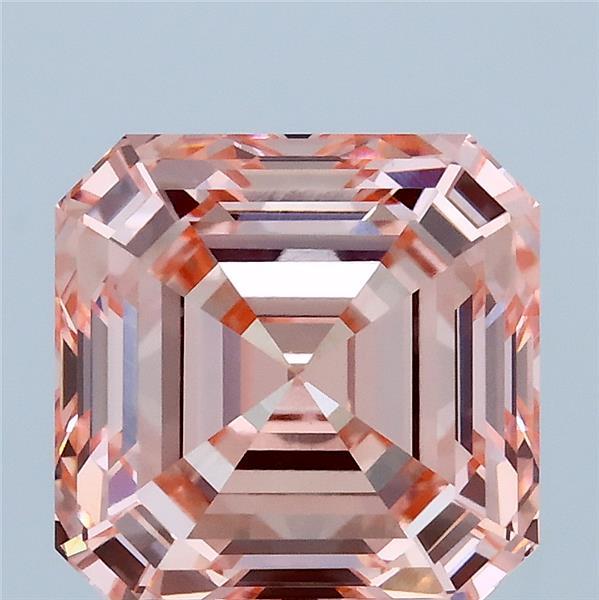 4.15 Carat Asscher Lab Grown Diamond, Fancy Vivid Pink Color, VVS2 Clarity
