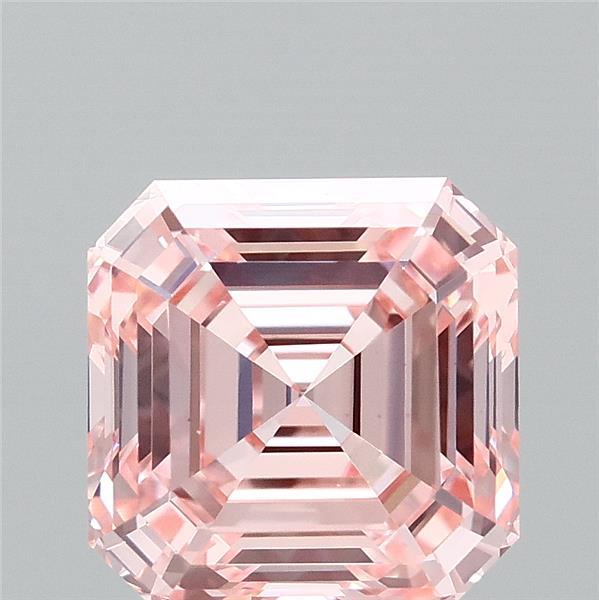 2.91 Carat Asscher Lab Grown Diamond, Fancy Vivid Pink Color, VS1 Clarity