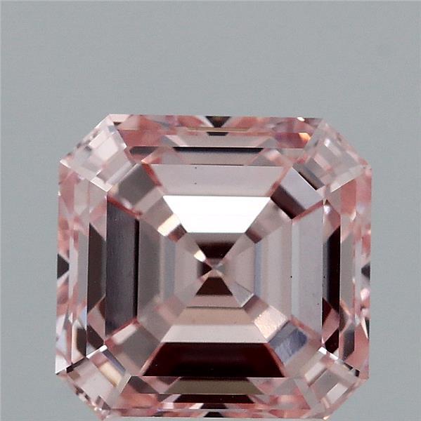 3.25 Carat Asscher Lab Grown Diamond, Fancy Intense Pink Color, VS1 Clarity