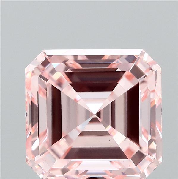 3.37 Carat Asscher Lab Grown Diamond, Fancy Intense Pink Color, VS1 Clarity