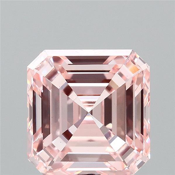 3.01 Carat Asscher Lab Grown Diamond, Fancy Intense Pink Color, VS1 Clarity