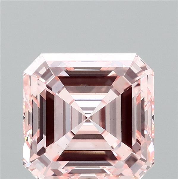 3.25 Carat Asscher Lab Grown Diamond, Fancy Intense Pink Color, VS2 Clarity