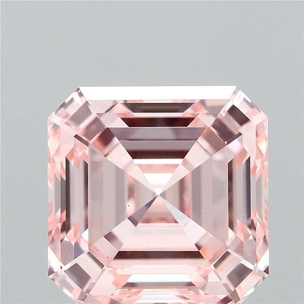 3.07 Carat Asscher Lab Grown Diamond, Fancy Intense Pink Color, VS1 Clarity