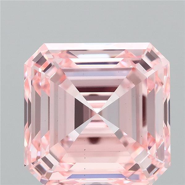 3.50 Carat Asscher Lab Grown Diamond, Fancy Intense Pink Color, VS1 Clarity