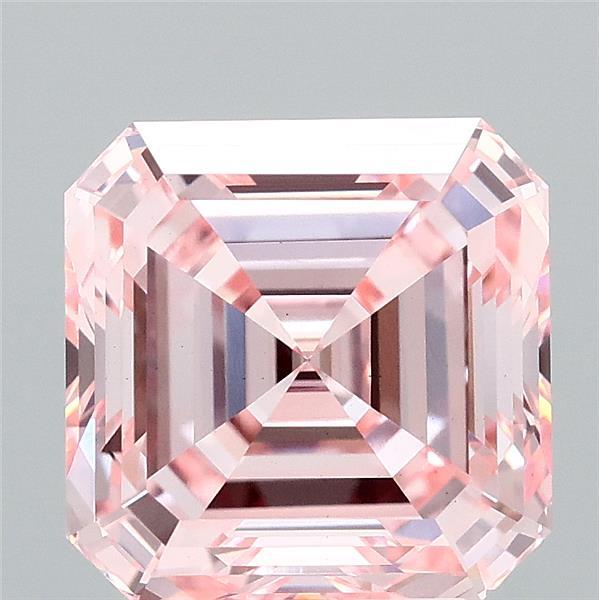 3.33 Carat Asscher Lab Grown Diamond, Fancy Intense Pink Color, VS1 Clarity