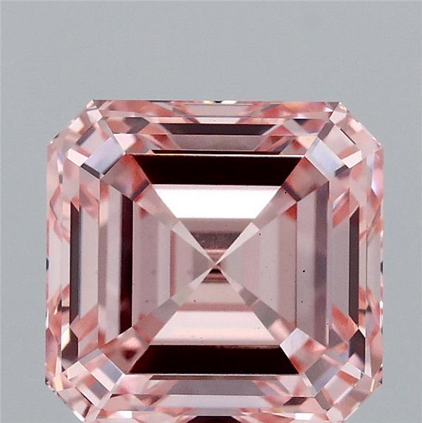 3.25 Carat Asscher Lab Grown Diamond, Fancy Intense Pink Color, VS1 Clarity
