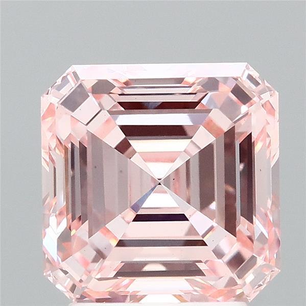 3.03 Carat Asscher Lab Grown Diamond, Fancy Intense Pink Color, VS1 Clarity