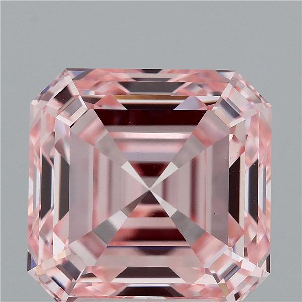 4.27 Carat Asscher Lab Grown Diamond, Fancy Intense Pink Color, VVS2 Clarity