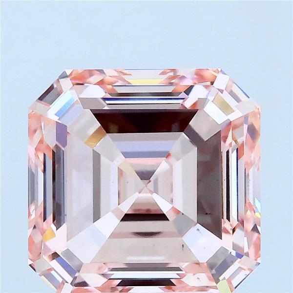 4.05 Carat Asscher Lab Grown Diamond, Fancy Intense Pink Color, VS2 Clarity