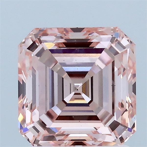 2.01 Carat Asscher Lab Grown Diamond, Fancy Vivid Pink Color, VS2 Clarity