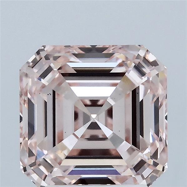 2.61 Carat Asscher Lab Grown Diamond, Fancy Intense Pink Color, VS2 Clarity