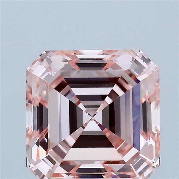 3.01 Carat Asscher Lab Grown Diamond, Fancy Intense Pink Color, VS1 Clarity
