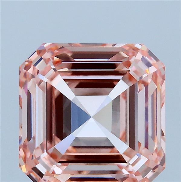 3.01 Carat Asscher Lab Grown Diamond, Fancy Intense Pink Color, VS1 Clarity