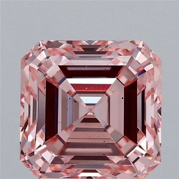 3.01 Carat Asscher Lab Grown Diamond, Fancy Vivid Pink Color, VS2 Clarity
