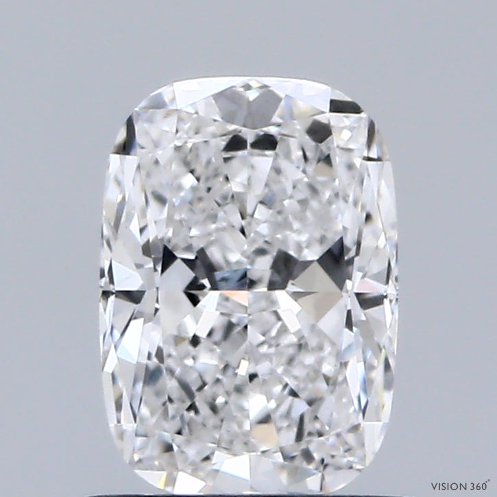 1.05 Carat Cushion Lab Grown Diamond, Excellent Polish, D Color, VVS2 Clarity