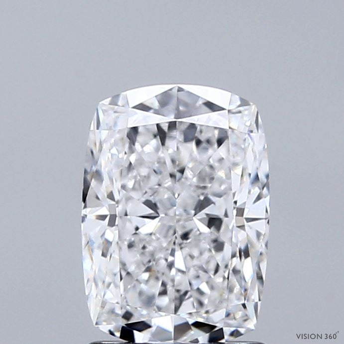 1.58 Carat Cushion Lab Grown Diamond, Excellent Polish, D Color, VVS2 Clarity