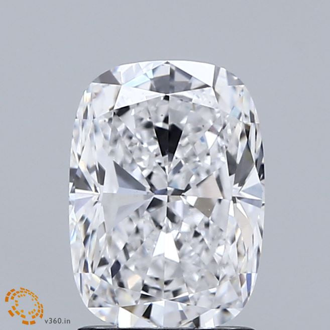 2.05 Carat Cushion Lab Grown Diamond, Excellent Polish, D Color, VS1 Clarity