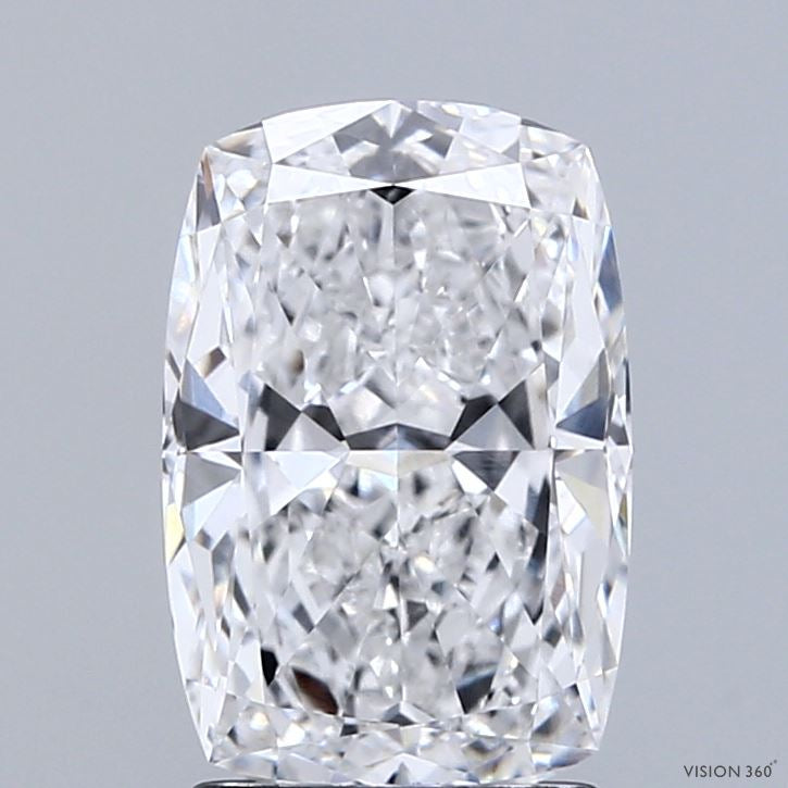 2.34 Carat Cushion Lab Grown Diamond, Excellent Polish, D Color, VVS2 Clarity