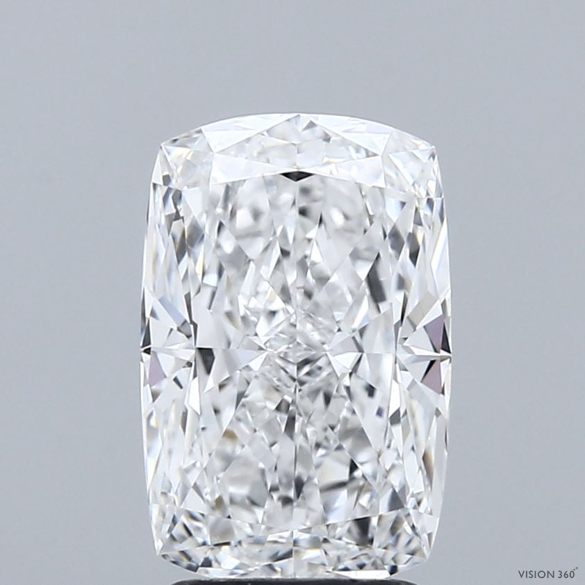 2.80 Carat Cushion Lab Grown Diamond, Excellent Polish, D Color, VVS2 Clarity