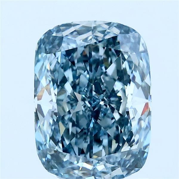 1.60 Carat Cushion Lab Grown Diamond, Fancy Intense Blue Color, VVS2 Clarity