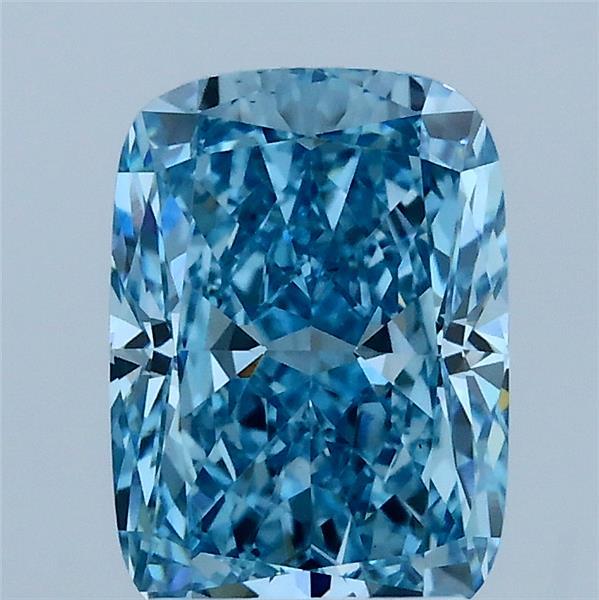 2.09 Carat Cushion Lab Grown Diamond, Fancy Vivid Blue Color, VS1 Clarity