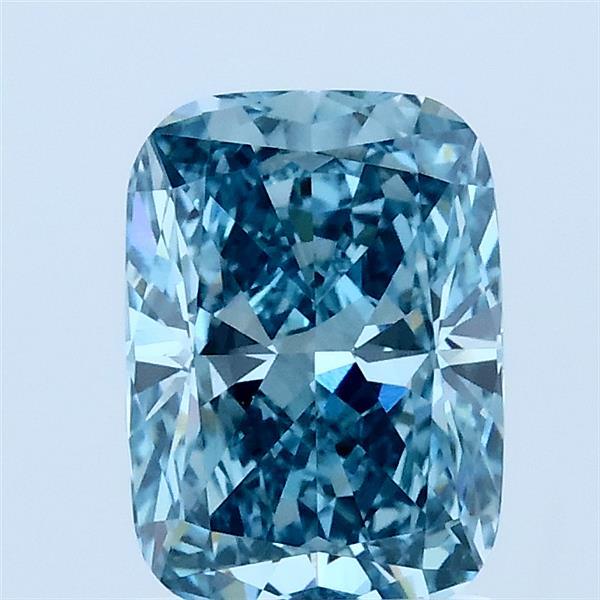 1.50 Carat Cushion Lab Grown Diamond, Fancy Vivid Blue Color, VVS2 Clarity