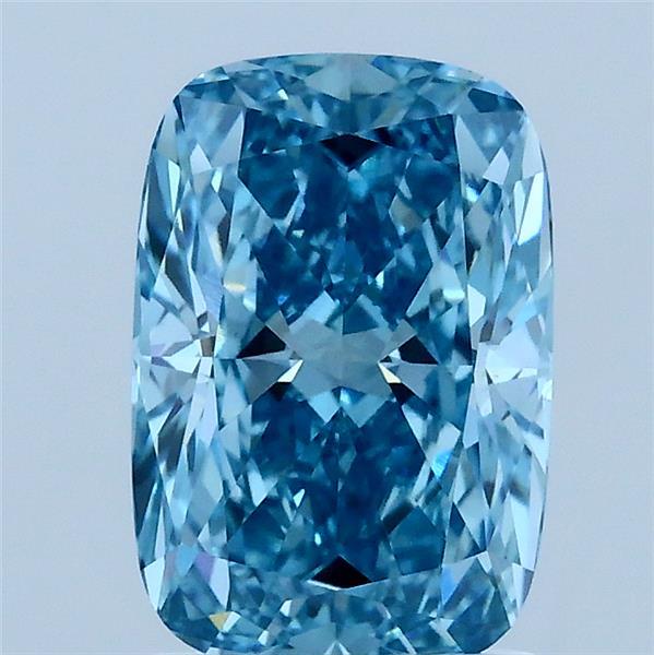 2.02 Carat Cushion Lab Grown Diamond, Fancy Vivid Blue Color, VS1 Clarity