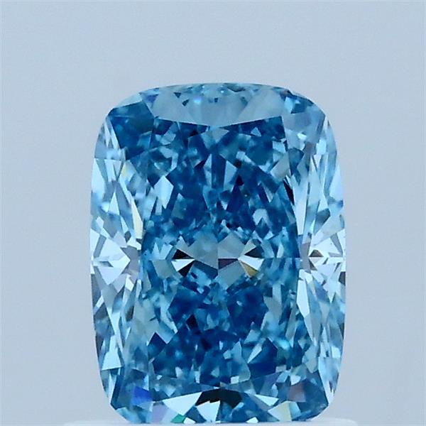 1.01 Carat Cushion Lab Grown Diamond, Fancy Vivid Blue Color, VVS2 Clarity