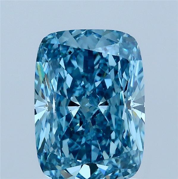 2.03 Carat Cushion Lab Grown Diamond, Fancy Vivid Blue Color, VS2 Clarity