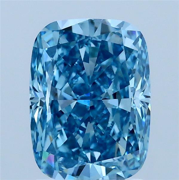 2.14 Carat Cushion Lab Grown Diamond, Fancy Vivid Blue Color, VS1 Clarity