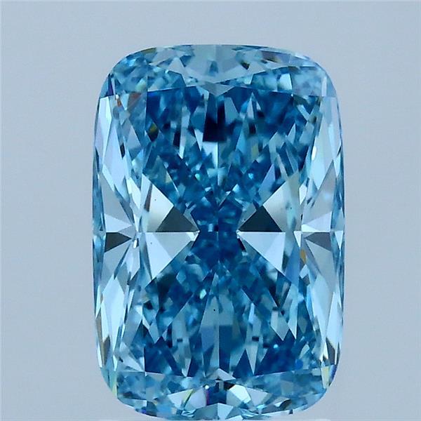 2.03 Carat Cushion Lab Grown Diamond, Fancy Vivid Blue Color, VS1 Clarity