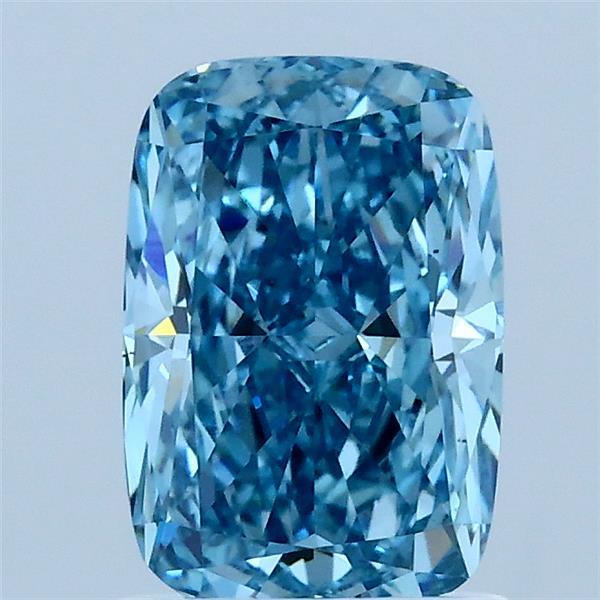 1.50 Carat Cushion Lab Grown Diamond, Fancy Vivid Blue Color, VVS2 Clarity