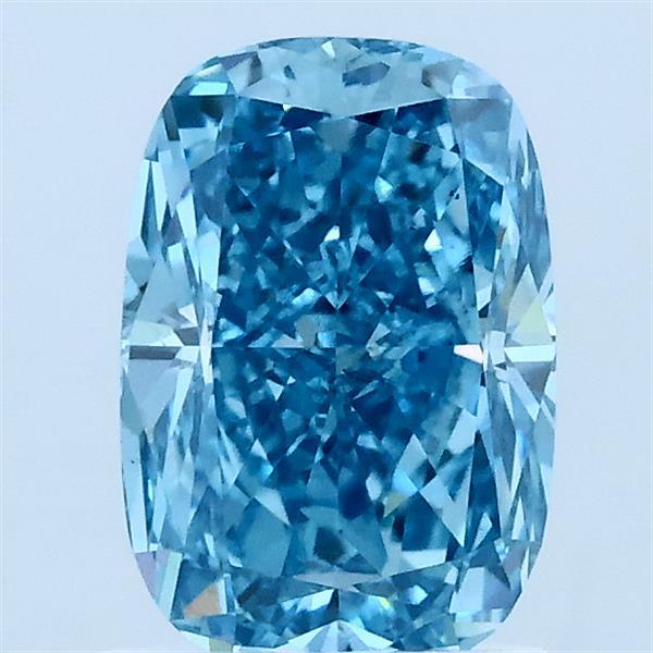 1.51 Carat Cushion Lab Grown Diamond, Fancy Vivid Blue Color, VS2 Clarity