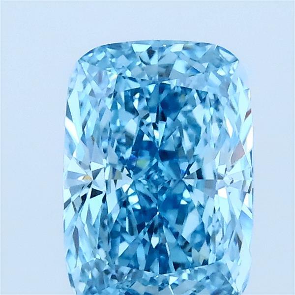 1.32 Carat Cushion Lab Grown Diamond, Fancy Vivid Blue Color, VVS2 Clarity